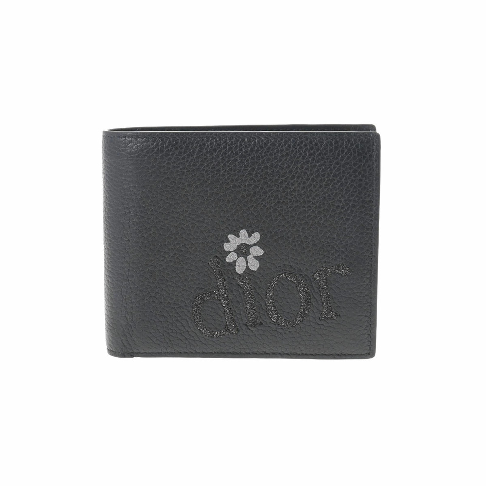 DIOR ERL Collaboration Black Calfskin Bi fold Wallet